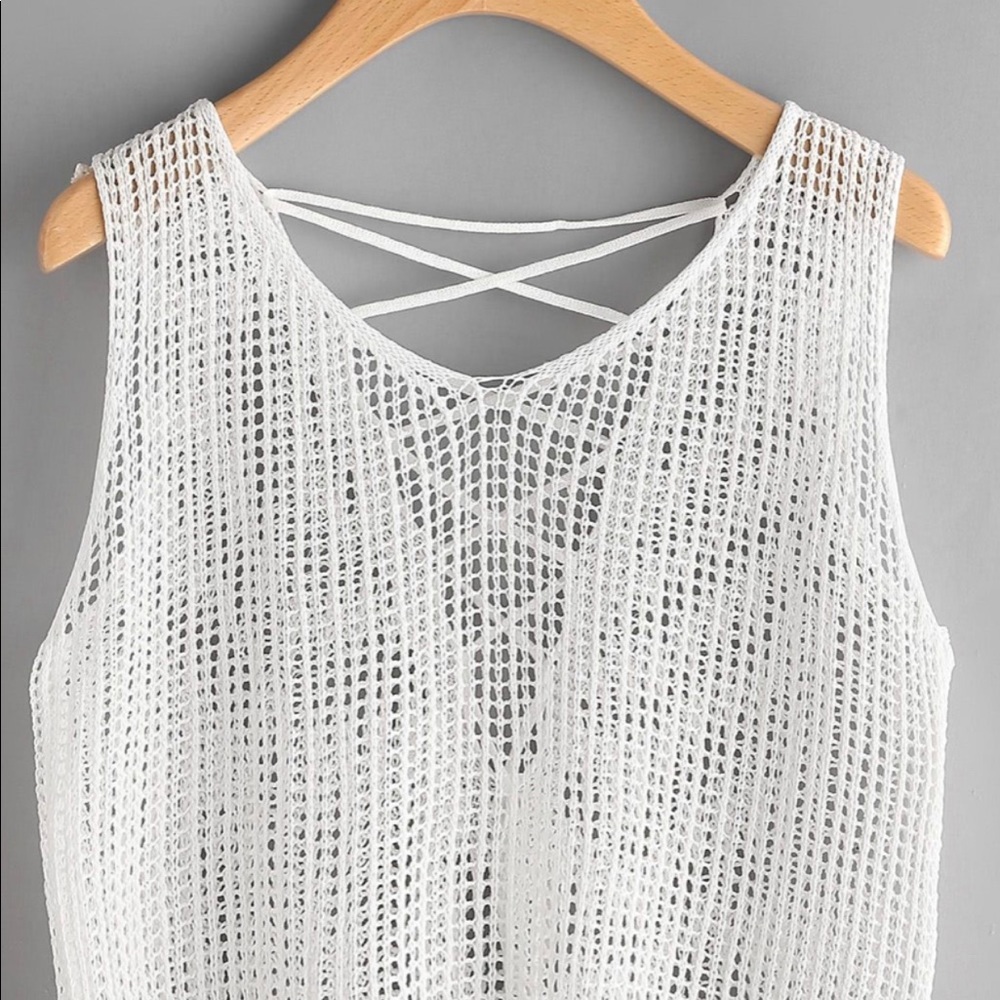 Knitted lace-up tank